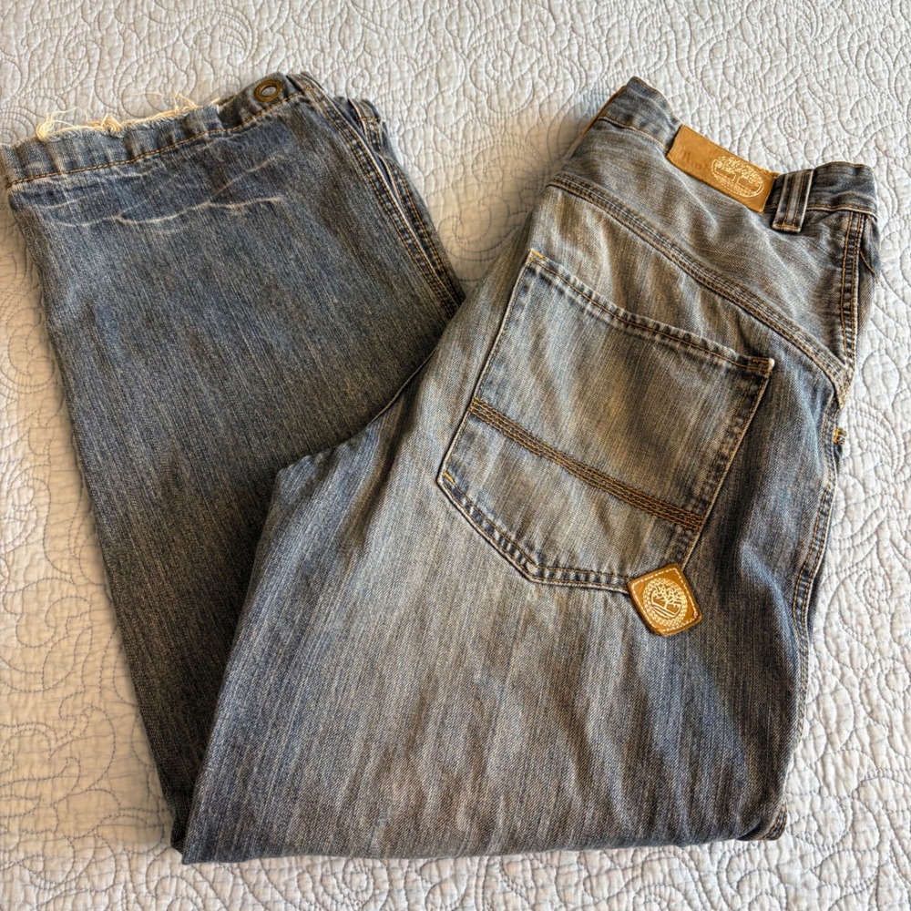 Timberland Authentic Outdoor Gear Mens Relaxed Wide Leg Blue Jeans 34 T03885